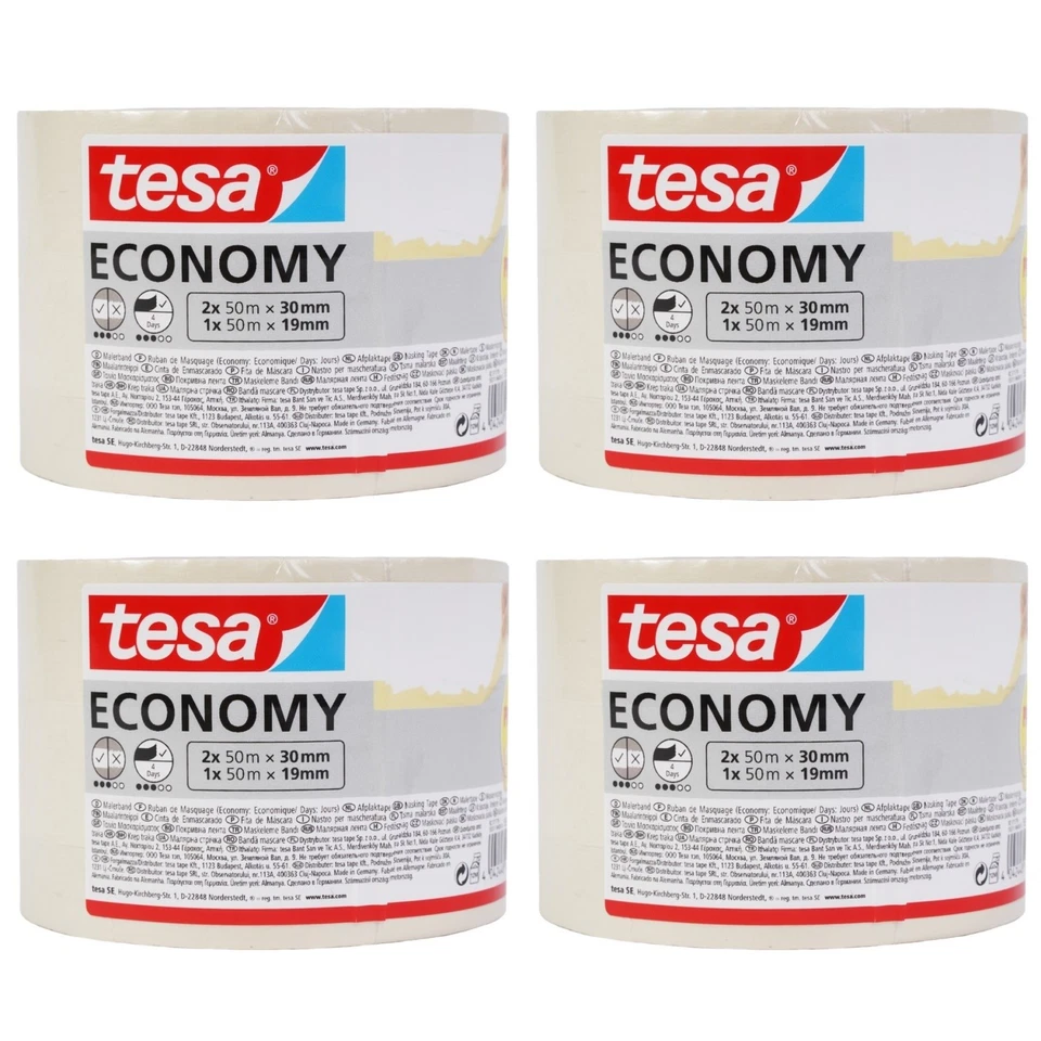 tesa Malerband Maler Kreppband Promo 8x 50m x 30 mm + 4x 50m x 19 mm Malerkrepp