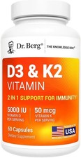 Dr. Berg Maximum Strength 7-in-1 Vitamin D3 K2 5000 IU  60 Count Pack of 1 