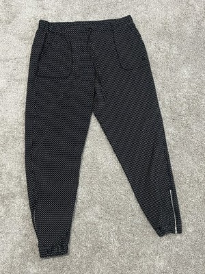 Albion Fit Jet Setter Joggers Dash Print Black Travel Pants Zip Ankle Size Large