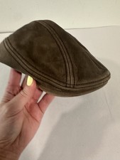Scala Men s Distressed Brown Leather Ivy Cap Newsboy Hat Size S/M