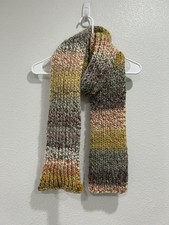 Hand Knit Wool Blend Scarf: Autumn Multi-Colored Warm Winter Scarf