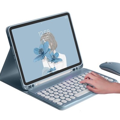 HENGHUI Keyboard Mouse Case for Samsung Galaxy Tab S6 Lite 10.4'', Black+White