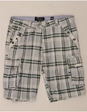 VINTAGE Mens Cargo Shorts W36 Large Multicoloured Check Cotton DC15