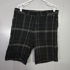 O'Neill Plaid Hybrid Shorts Mens 34 Black Grey Checkered Surf Skate Casual
