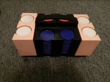 Vintage Dennison Poker Chip Set: Holder, Separate Racks, Cardboard Chips, good