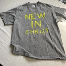 Shaka Wear Heavyweight “New In Christ” Gray Tee Men’s L USA Cotton