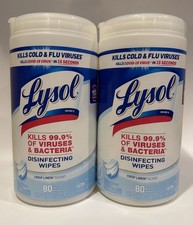 Lot Of 2/ Lysol Disinfecting Wipes 80 pk Crisp Linen Scent Stronger Fiber Weave
