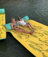 Aqua Lily Pad Floating Mat w/ Duracore, Foam Lake Float, 6 x 15 , Yellow/Green
