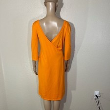 Ralph Lauren Black Label Womens Orange Open Back 3/4 Sleeve Dress Small S