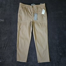 NWT Wit  Wisdom Womens Size 10 Ab Solution High Rise Ankle Pants Tan Frayed Hem