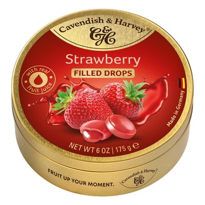Cavendish & Harvey | Strawberry Filled Candy Drops 6.0 Ounce (Pack of 1), Red 