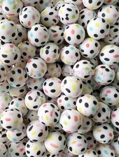 25Pcs 15mm Dot Polka Round Silicone Bead, Loose Beads, Silicone beads, Round