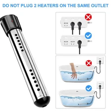 2000W Fast Immersion Water Heater Stainless Steel Electric Tub Bath Warmer