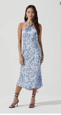 ASTRA THE LABEL SANDRINE ABSTRACT HALTER MIDI Dress SZ S