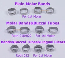 Dental Orthodontic 1st Plain Molar Bands #29-44+ Buccal Tubes Cleats Roth 022
