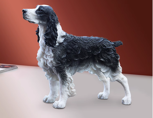 5.5"China collection resin Black and white Springer spaniel model statue - Picture 4 of 7