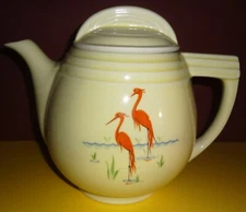 ART DECO period ENTERPRISE ALUMINUM CO. FLAMINGOES COFFEE POT - M ASSILLON, OHIO