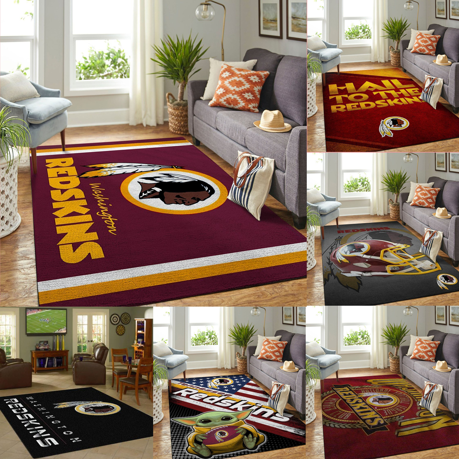Washington Redskins AntiSkid Area Rug Flannel Floor Mat Living Room