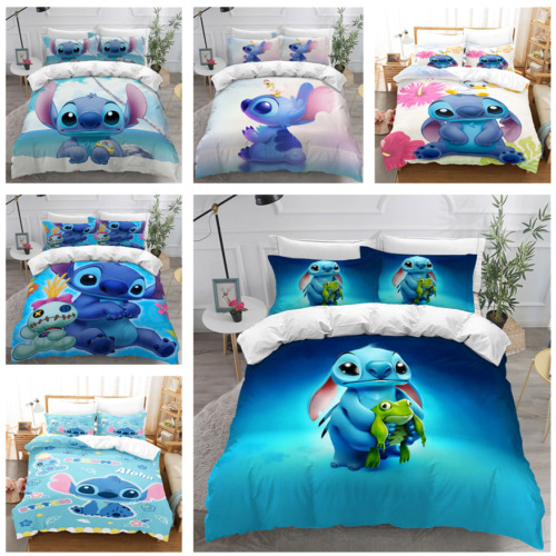 Lilo & Stitch Bedding Sets Kids 3D Stitch Duvet Cover Pillowcase Bed Set Home UK - Picture 1 of 48