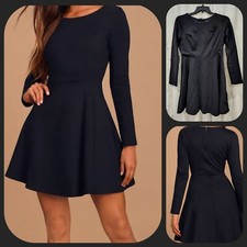 LULUS Forever Chic Black Long Sleeve Mini Dress**Super Cute Size SMALL**NWOT**