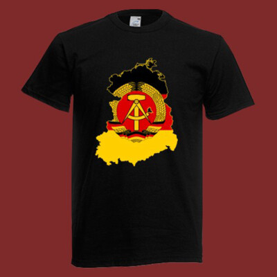 German Democratic Republic Flag Map Men's Black Size S-5XL