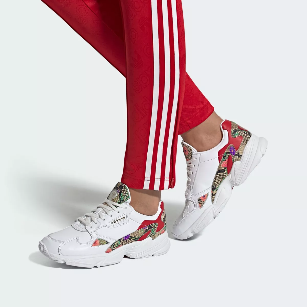 New Adidas Women\'s Originals Falcon Shoes (FV3083) White//Scarlet-Gold  Metallic | eBay