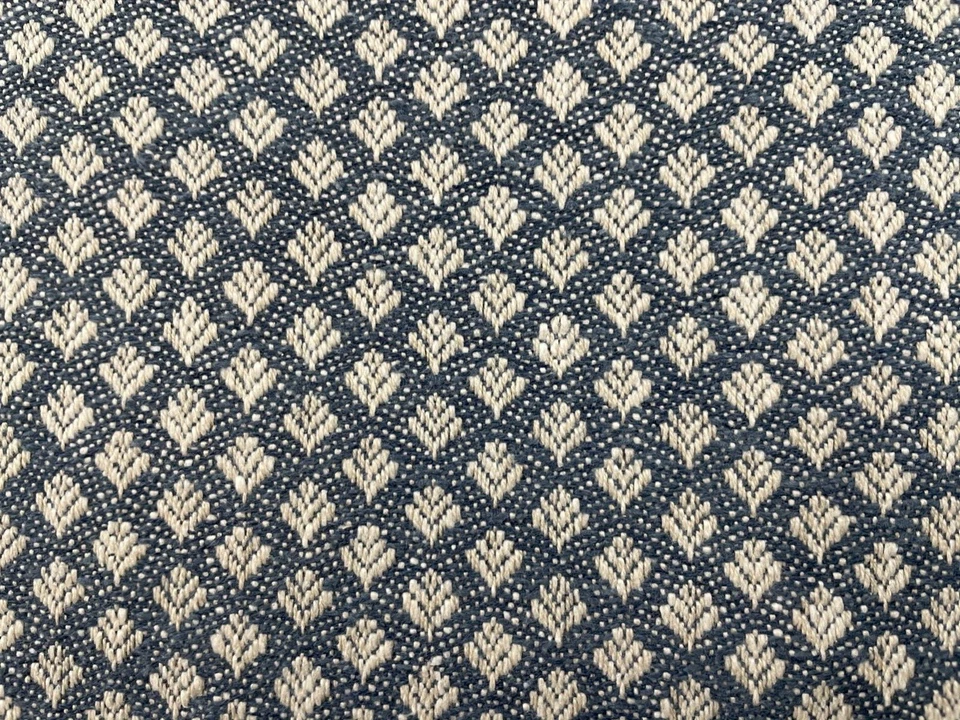 FRANK THOMAS INTERIOS Dunster Fir Fabric Cotton Jacquard Blue Cotton Blind Curtain Upholstery