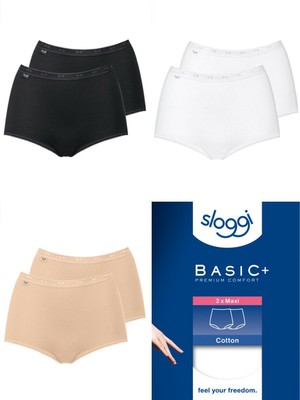 Sloggi Maxi Slips Slips Basic+ Baumwolle High Rise 2er Pack 96% Damen Slip
