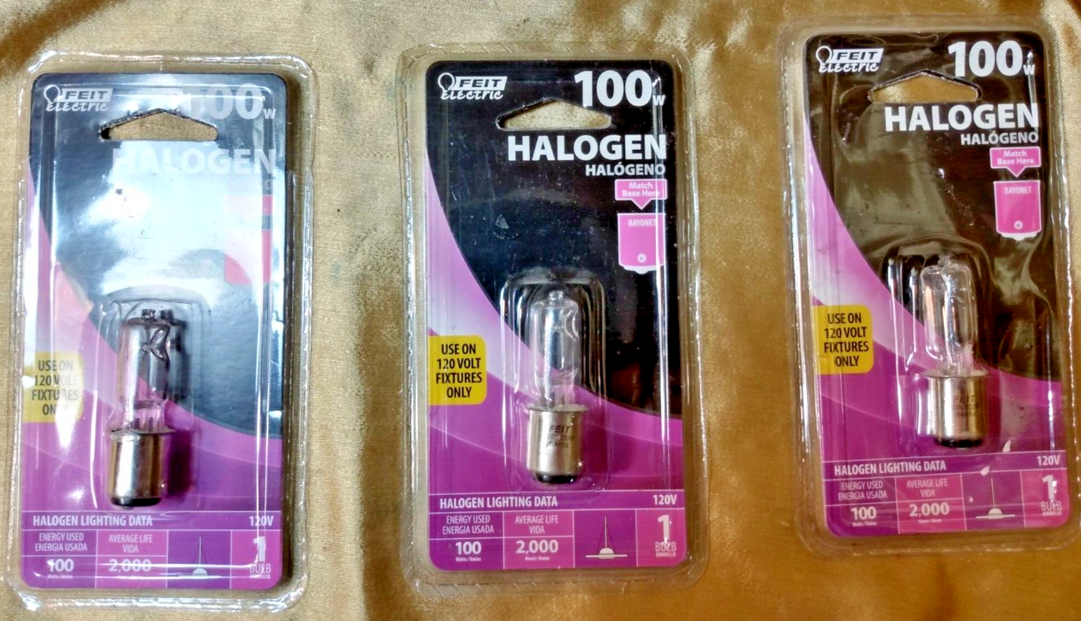 FEIT ELECTRIC Halogen Pool & Spa Bulb BPQ100/CL/DC 100W 120V Bayonet Base,3/Pack