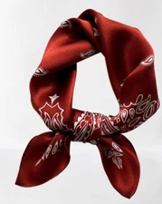 100% Silk 20 small square Scarf Women neckerchief Wrap Paisley red white WS62