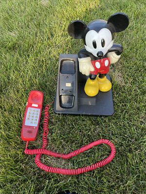 90s AT&T ミッキーマウス 電話機 ヴィンテージ コレクション 置物 Vintage 90s Mickey Mouse Disney Phone AT&T Land Line Desk Push