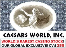 LOT(S) 0F 5 HOT HOT HOT CAESARS WORLD CASINO STOCKS @ $3.99! OUR GLOBAL EXCLUSIV