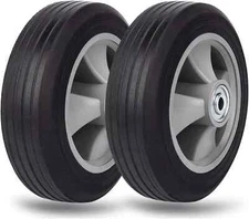 8”X 2”Flat Free Solid Rubber Wheel-Hand Truck Wheels Replacement 8 Inch with 1/2