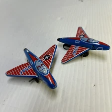 Vtg Pressed Steel American Plane Tin Toy Military Airplane Figure 40s 50s Litho