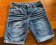 Cherokee Girl's Large Bermuda Light Wash Jean Shorts Embroidered Embellishment L
