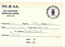 QSL 1975 Serrana Banco Radio Tarjeta