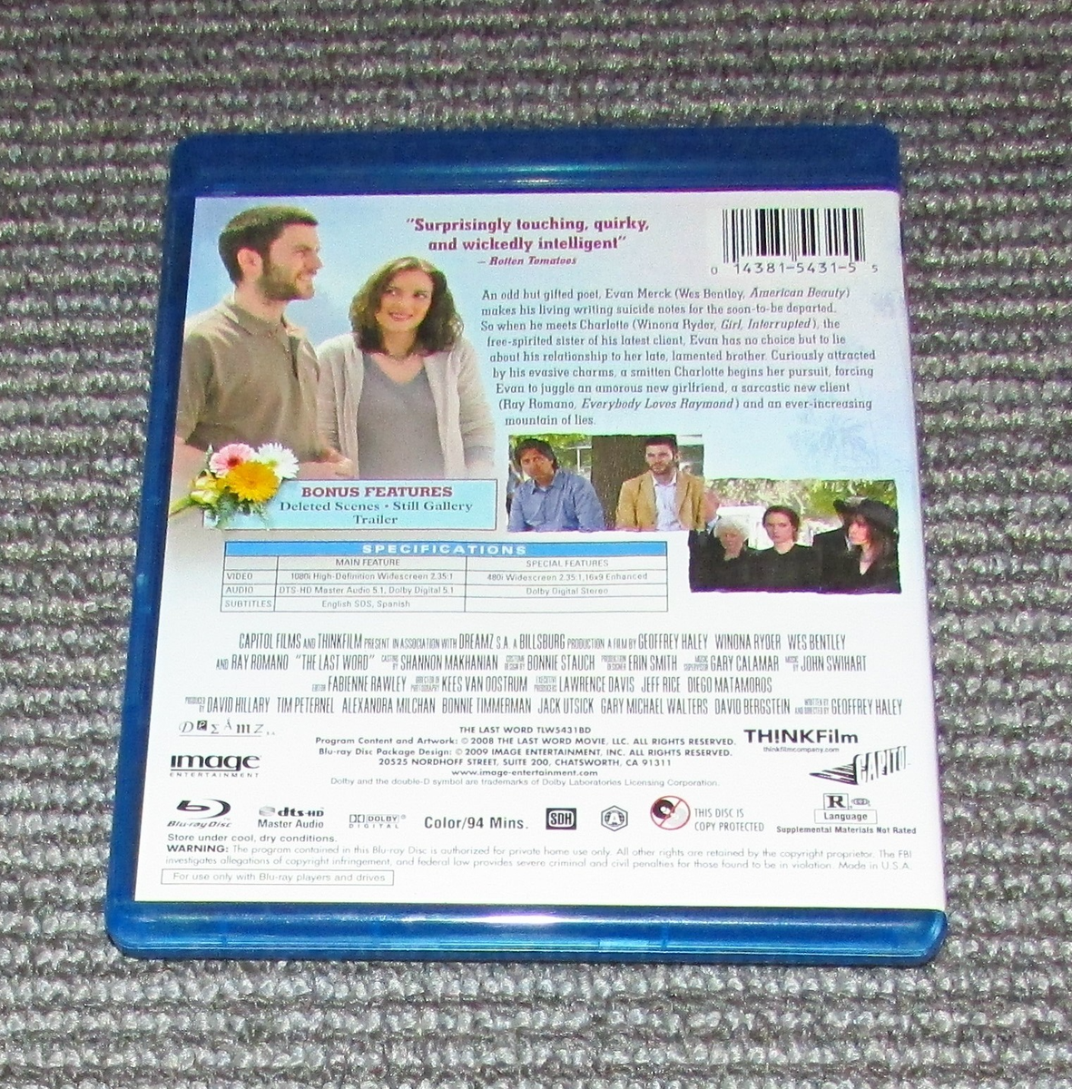 The Last Word (Blu-ray, 2008) Winona Ryder Fast Shipping