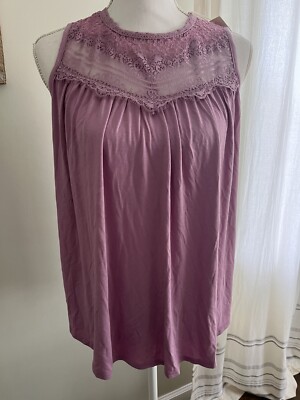 Allie Rose Sleeveless Purple Lace Knit Boutique Shirt Size S NWT