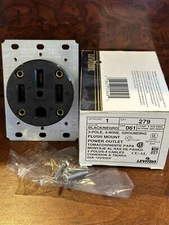 Leviton 3 Pole / 4 Wire Grounding Flush Mount Power Outlet - Black