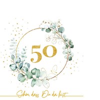 20 Kleine Cocktailservietten Eucalyptus Golden 50 Geburtstag Erwachsene 25X25Cm
