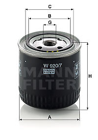 MANN-FILTER W 920/7 OIL FILTER, TURBOCHARGER FOR AGRALE NEOPLAN SCANIA SEAT