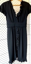 DOLCE & GABBANA Black mid-length fitted jersey Cocktail Dress with flounces.