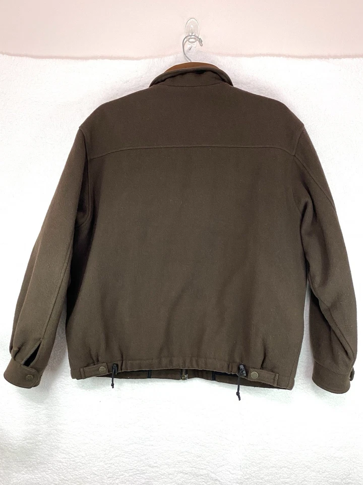 Vtg Quilted Woolrich Wool Zip Up Bomber Flight Men’s Large Brown Jacket USA - Image 2 of 4