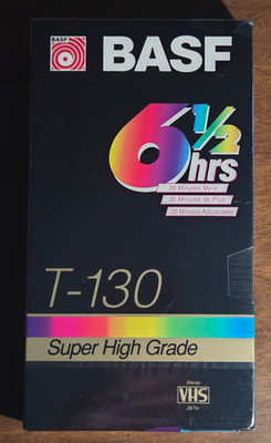 BASF T-130 VHS Super High Grade Blank Cassette Video Tape Single New Sealed