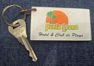 Vintage Hotel Key And Keychain Chain Tag Punta Leona Costa Rica