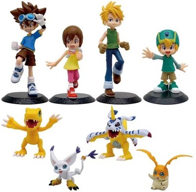 Big Set of 8 Anime Digimon Adventure  Action Figures Between 3 and 7 Inches Tall