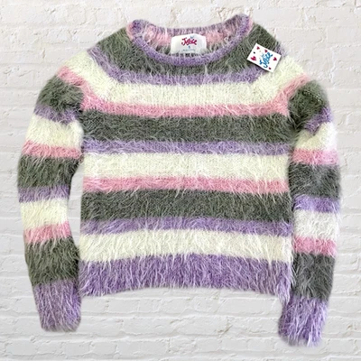 Justice Girls Fuzzy Multicolor Striped Sweater Girls 5 Cozy Soft Preppy NWT - Image 1 of 4