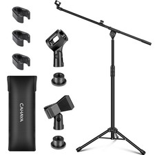 Dual-use Tripod Microphone Stand Boom Arm Floor Mic Stand Portable with Carry...