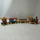 Fisher Price Huffy Puffy Train Vintage Toy Four Car Set Pull Toy Has Wear