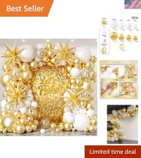 White and Gold Balloon Arch Garland Kit 153pcs with Star, 22 18 12 10 5in Dif...